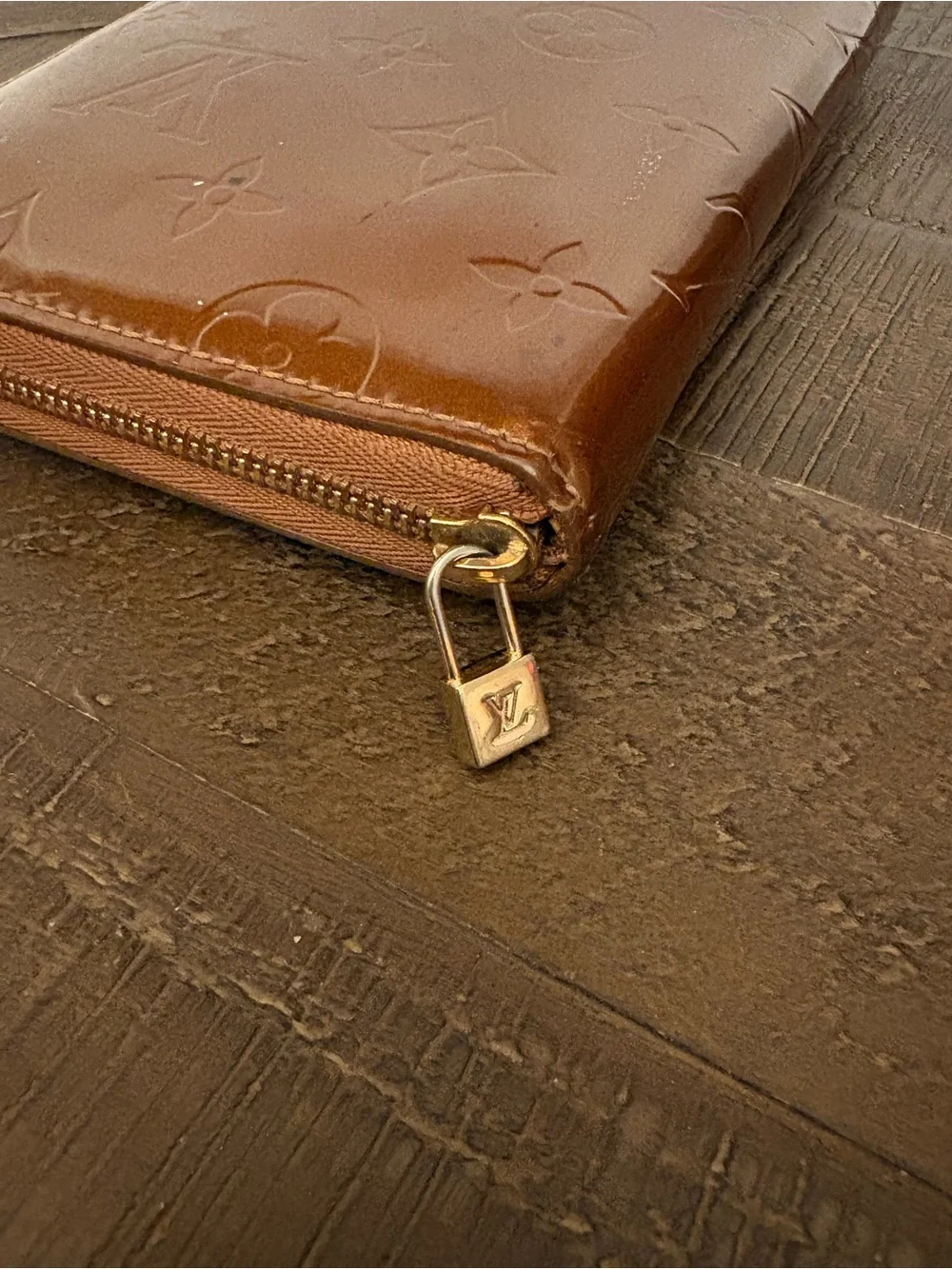 Louis Vuitton Monogram Vernis Bronze Zippy Organizer Long Wallet Zip Around